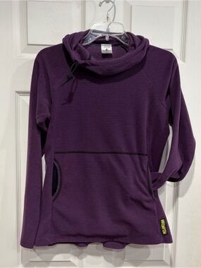 Melanzana Women’s Medium Micro Grid Hoodie Purple Plum Jacket GUC Microgrid
